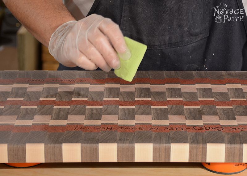 End-Grain Cutting Board Tutorial and Plans | How to make a cutting board that will last for years | Free plans for a DIY end grain cutting board | Handmade cutting board | DIY cutting board with food safe varnish | How to make an end grain cutting board | #TheNavagePatch #DIY #freeplans #Tutorial #Handmade #Endgrain #Cuttingboard #exoticwood #Woodworking | TheNavagePatch.com