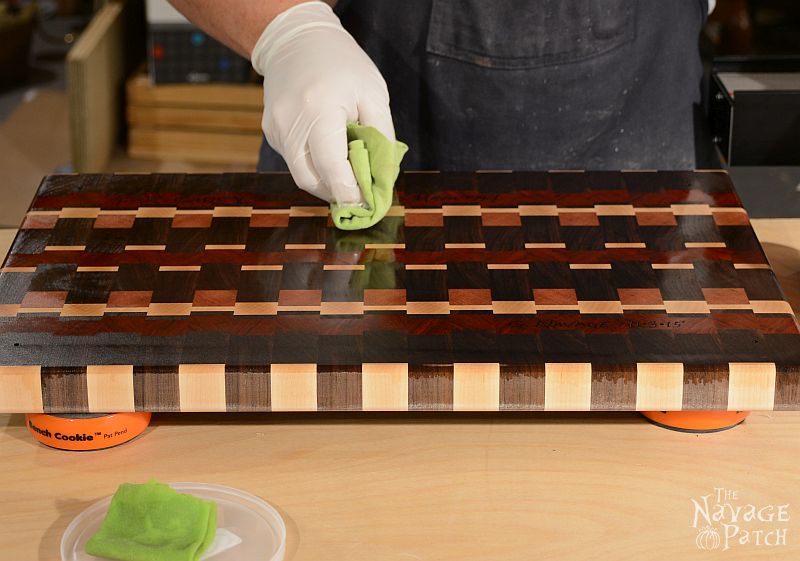 End-Grain Cutting Board Tutorial and Plans | How to make a cutting board that will last for years | Free plans for a DIY end grain cutting board | Handmade cutting board | DIY cutting board with food safe varnish | How to make an end grain cutting board | #TheNavagePatch #DIY #freeplans #Tutorial #Handmade #Endgrain #Cuttingboard #exoticwood #Woodworking | TheNavagePatch.com