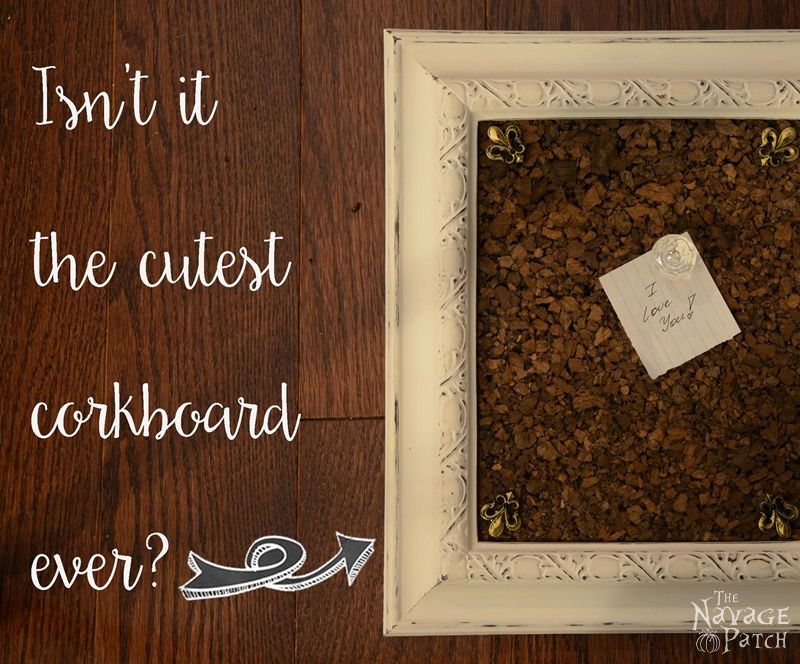 Plastic Frame Upcycled To Cork Board | DIY picture frame makeover | Painted and distressed plastic frame | Multipurpose picture frame | DIY organization board | How to make a cork board | How to paint and distress plastic frames | Before & After | DIY cork board pins | Multi-purpose picture frame | DIY home decor | TheNavagePatch.com