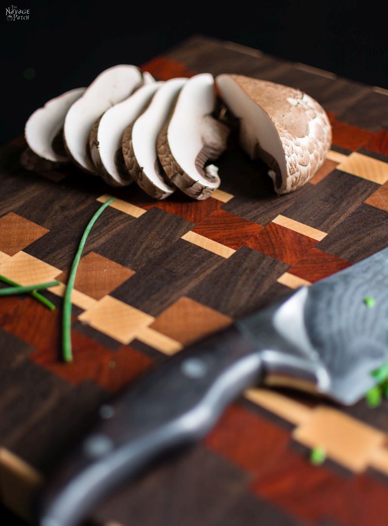 End-Grain Cutting Board Tutorial and Plans | How to make a cutting board that will last for years | Free plans for a DIY end grain cutting board | Handmade cutting board | DIY cutting board with food safe varnish | How to make an end grain cutting board | #TheNavagePatch #DIY #freeplans #Tutorial #Handmade #Endgrain #Cuttingboard #exoticwood #Woodworking | TheNavagePatch.com