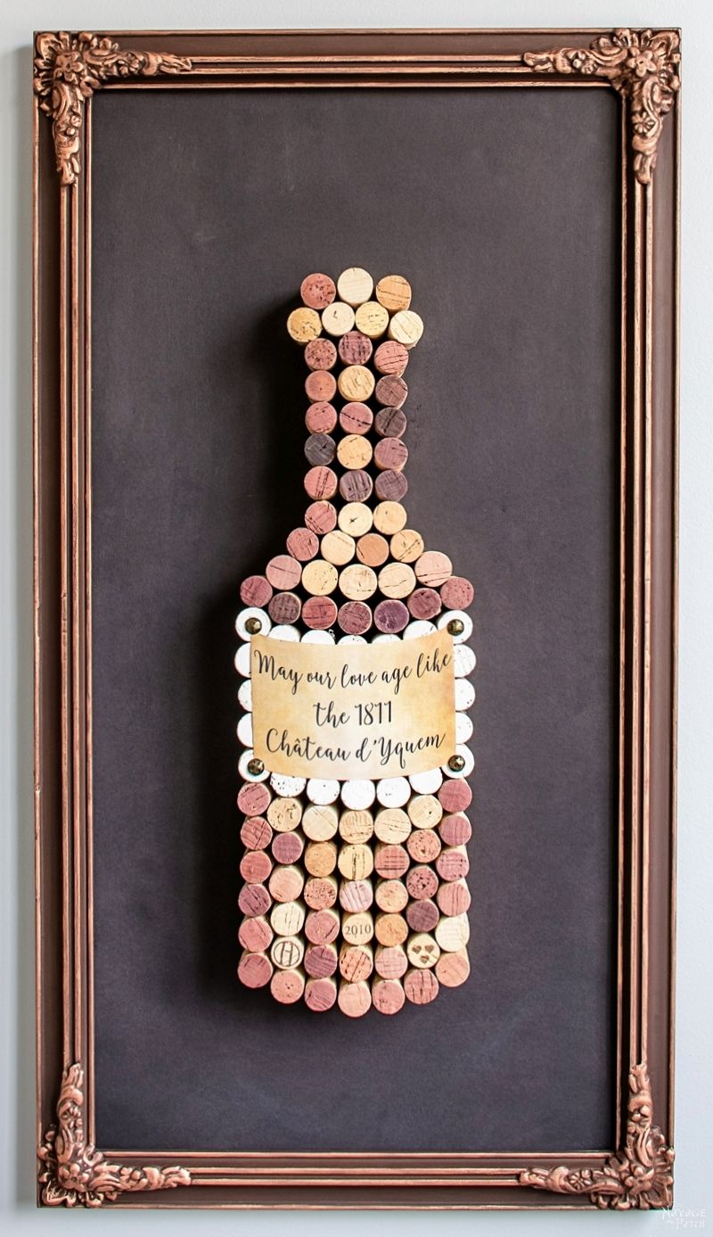 Cork Art for the Cork Dork | DIY wall art with wine cork | Valentine's day wall art | DIY wall art for wine lover | Upcycled wine cork | DIY Frame makeover | DIY home decor | DIY wall decor | TheNavagePatch.com