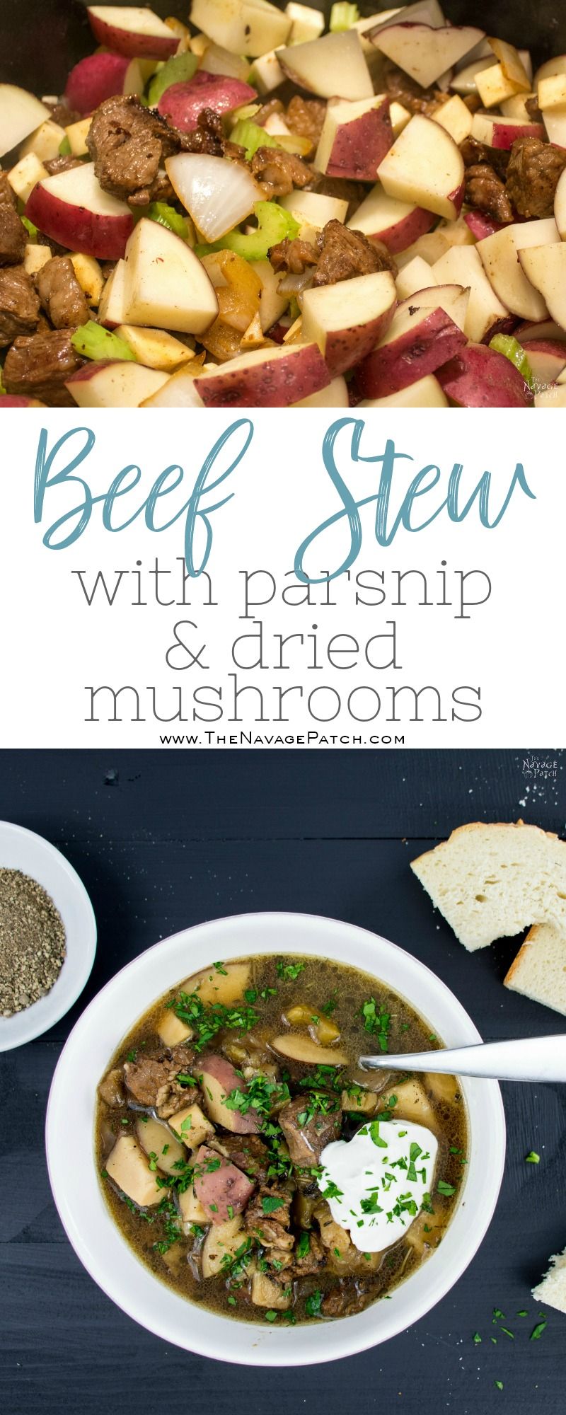 Beef Stew with Parsnips & Dried Mushrooms | TheNavagePatch.com