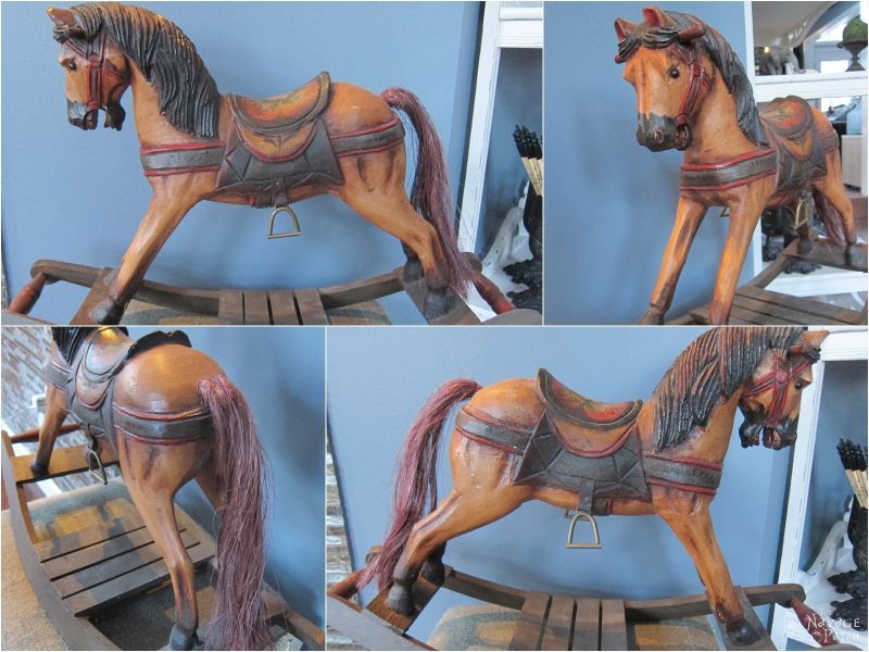 Rocking Horse Makeover | DIY vintage horse makeover | Updating home decor with homemade chalk paint | Homemade chalk paint recipe | How to apply metallic wax | How to apply antiquing wax | Girl's bedroom decor | TheNavagePatch.com