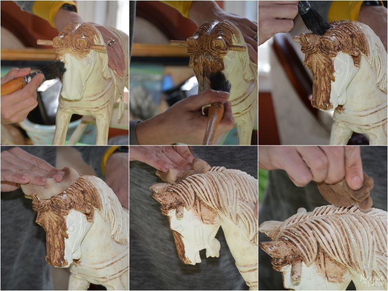 Rocking Horse Makeover | DIY vintage horse makeover | Updating home decor with homemade chalk paint | Homemade chalk paint recipe | How to apply metallic wax | How to apply antiquing wax | Girl's bedroom decor | TheNavagePatch.com