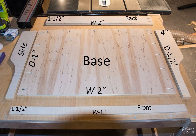 pieces laid out on a table for diy slide-out shelves