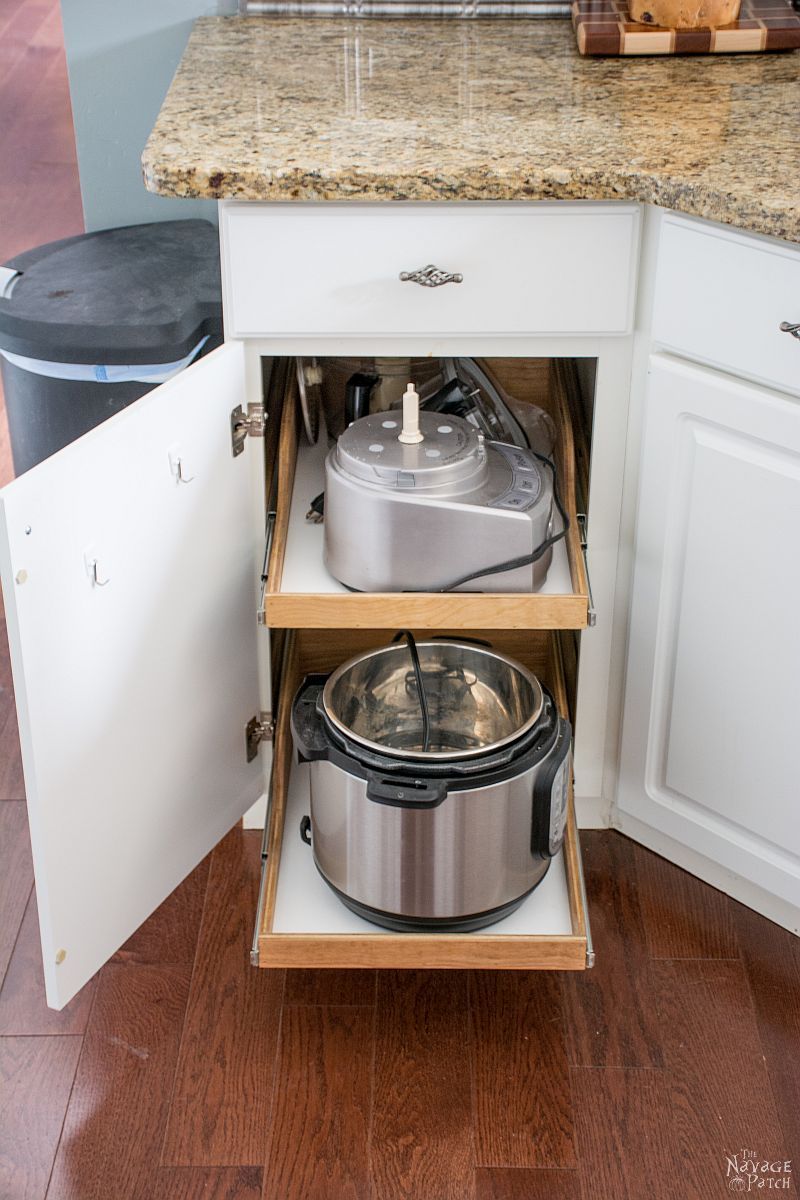 appliances on diy pullout shelves