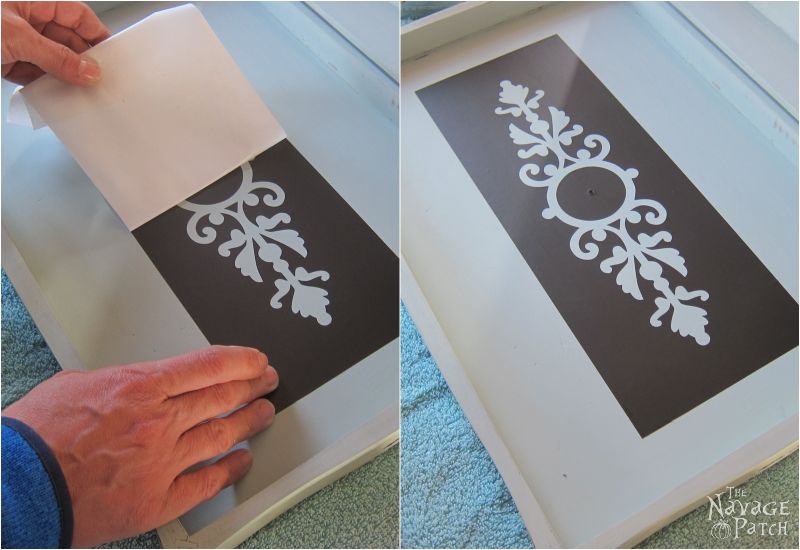 Silverware Box Makeover | Upcycled silverware box | DIY painted and stenciled home decor | Homemade chalk paint recipe | How to stencil furniture | How to line furniture with fabric | Before & After | Updating home decor with DIY chalk paint | TheNavagePatch.com