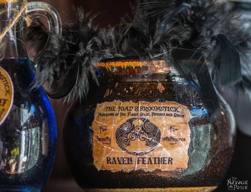 Apothecary Jars {and Free Printable Labels} | DIY Halloween decor | Harry Potter theme | Free Halloween printable with over 80 jar labels | Potions and spells | DIY Apothecary jars decor | DIY Halloween prop | Spooky and fun witches kitchen | Grimm - Rosalee's spice shop | TheNavagePatch.com