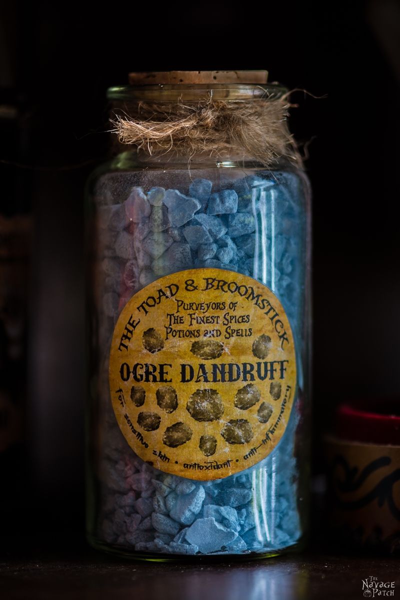 Apothecary Jars {and Free Printable Labels} | DIY Halloween decor | Harry Potter theme | Free Halloween printable with over 80 jar labels | Potions and spells | DIY Apothecary jars decor | DIY Halloween prop | Spooky and fun witches kitchen | Grimm - Rosalee's spice shop | TheNavagePatch.com