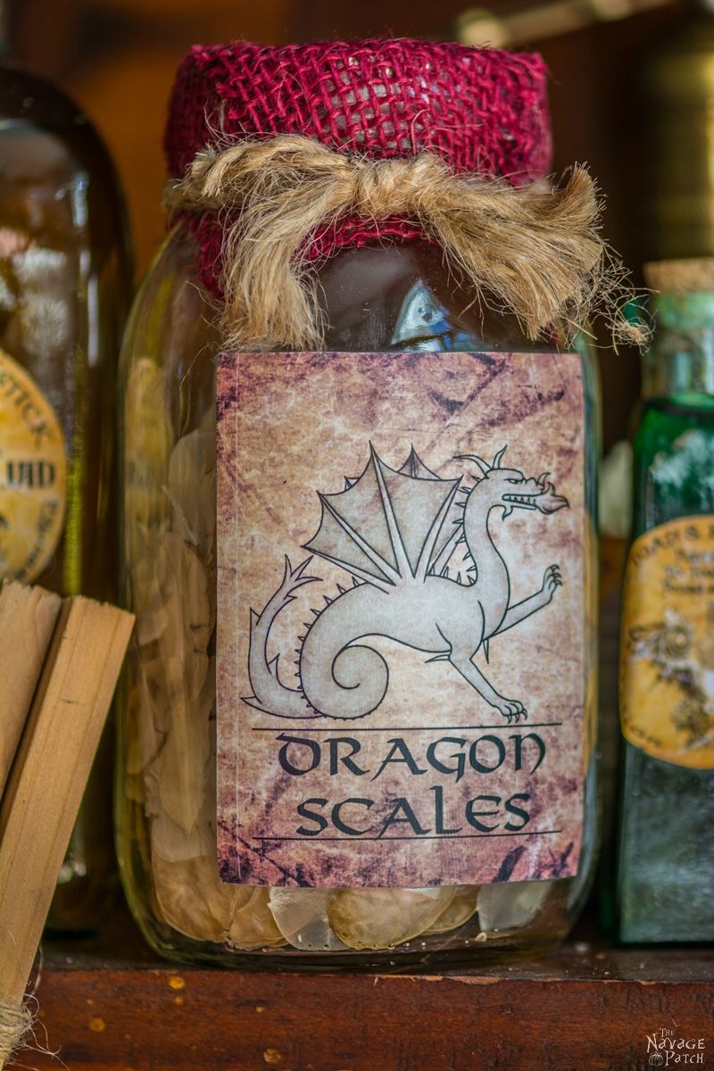 Apothecary Jars {and Free Printable Labels} | DIY Halloween decor | Harry Potter theme | Free Halloween printable with over 80 jar labels | Potions and spells | DIY Apothecary jars decor | DIY Halloween prop | Spooky and fun witches kitchen | Grimm - Rosalee's spice shop | TheNavagePatch.com