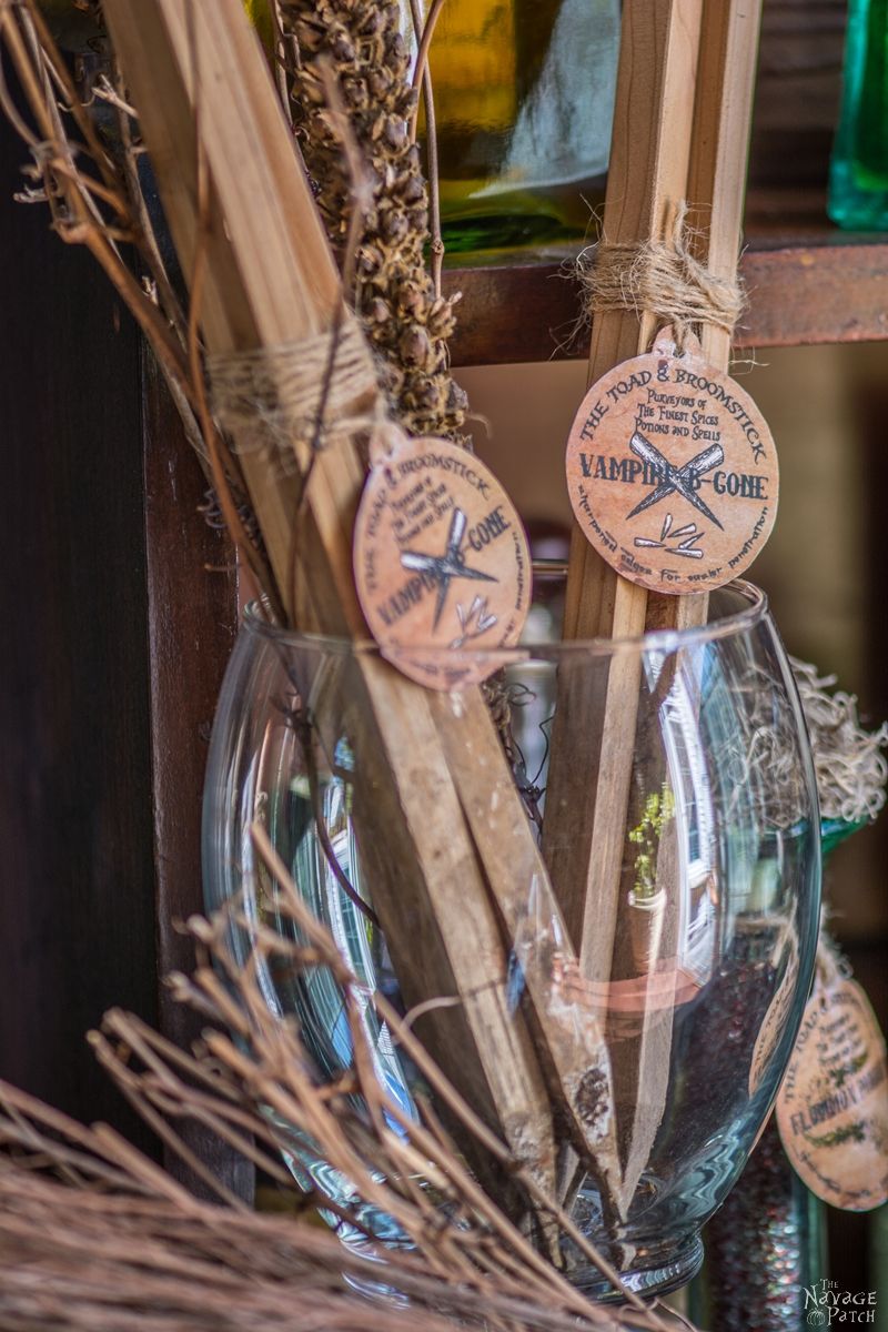 Apothecary Jars {and Free Printable Labels} | DIY Halloween decor | Harry Potter theme | Free Halloween printable with over 80 jar labels | Potions and spells | DIY Apothecary jars decor | DIY Halloween prop | Spooky and fun witches kitchen | Grimm - Rosalee's spice shop | TheNavagePatch.com