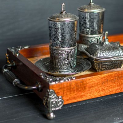 Spalted Maple and Mahogany Tea Tray | Woodworking & diy | How to make an elegant wooden tray | Handmade Victorian style wooden tray | Antique nickel metal onlay | #Woodworking & #diy | TheNavagePatch.com