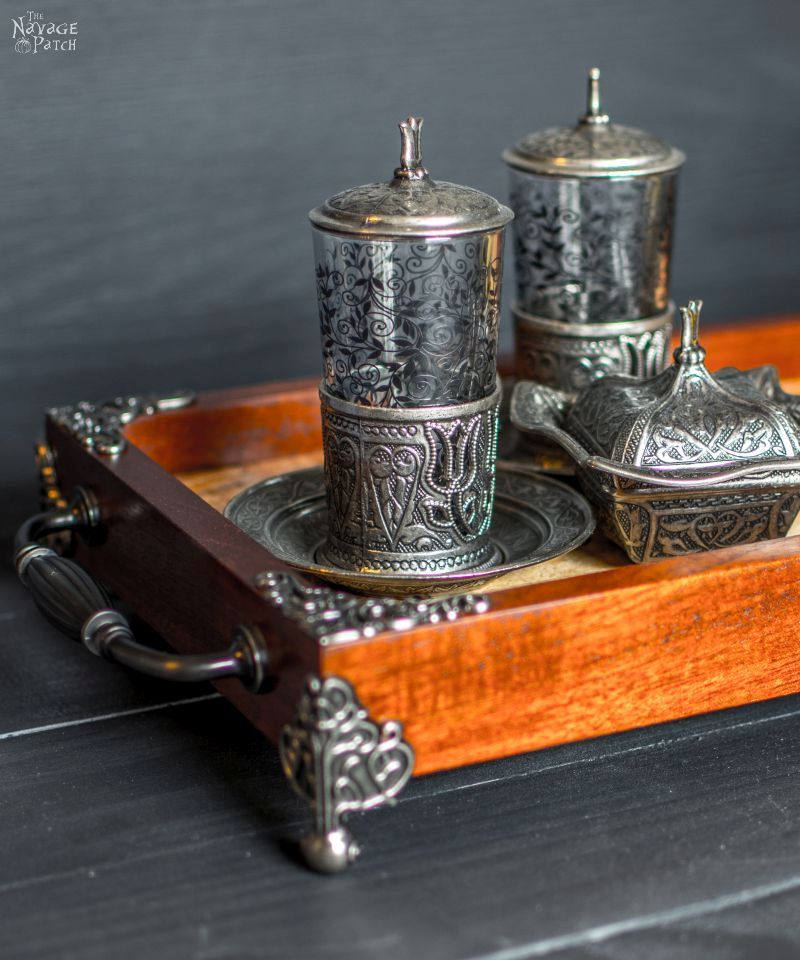 Spalted Maple and Mahogany Tea Tray | Woodworking & diy | How to make an elegant wooden tray | Handmade Victorian style wooden tray | Antique nickel metal onlay | #Woodworking & #diy | TheNavagePatch.com