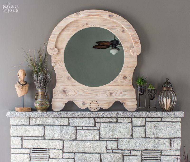 DIY French Country Style Mirror | Upcycled mirror | DIY mirror frame | How to make a french country style frame | How to raise wood grain | How to apply white wax | Farmhouse home decor | DIY wood burning | #TheNavagePatch #Upcycled #diy #frenchcountry #farmhouse #mirror #freeplans #diyfurniture #homedecor | TheNavagePatch.com
