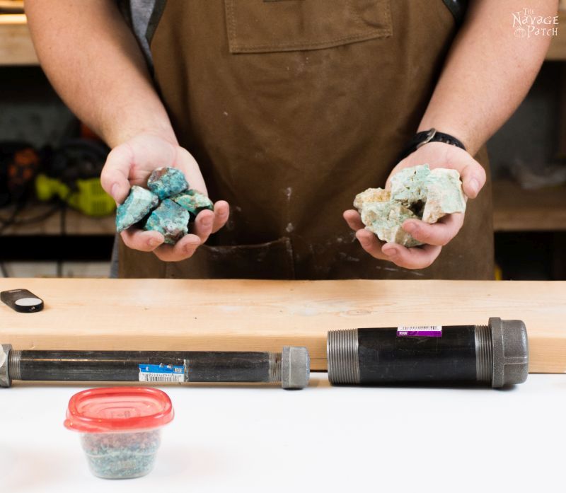 DIY Turquoise Inlay Cheese Board | Handmade cutting board | How to make a cutting board | How to inlay turquoise stone | How to crush turquoise for inlay | How to apply food safe varnish | #TheNavagePatch #diy #tutorial #cuttingboard #turquoise #kitchen #homedecor #DIYhomedecor #woodworking #easyentertaining #cheeseboardideas | TheNavagePatch.com