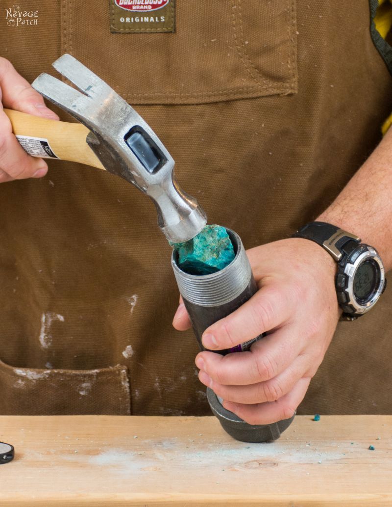 DIY Turquoise Inlay Cheese Board | Handmade cutting board | How to make a cutting board | How to inlay turquoise stone | How to crush turquoise for inlay | How to apply food safe varnish | #TheNavagePatch #diy #tutorial #cuttingboard #turquoise #kitchen #homedecor #DIYhomedecor #woodworking #easyentertaining #cheeseboardideas | TheNavagePatch.com