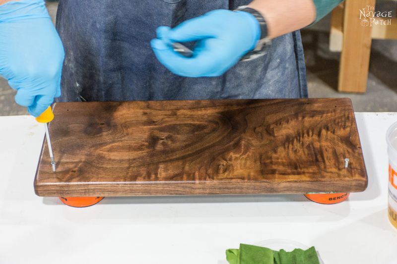 DIY Turquoise Inlay Cheese Board | Handmade cutting board | How to make a cutting board | How to inlay turquoise stone | How to crush turquoise for inlay | How to apply food safe varnish | #TheNavagePatch #diy #tutorial #cuttingboard #turquoise #kitchen #homedecor #DIYhomedecor #woodworking #easyentertaining #cheeseboardideas | TheNavagePatch.com