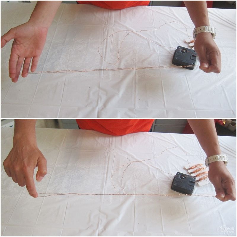 woman winding two strands of solar string lights