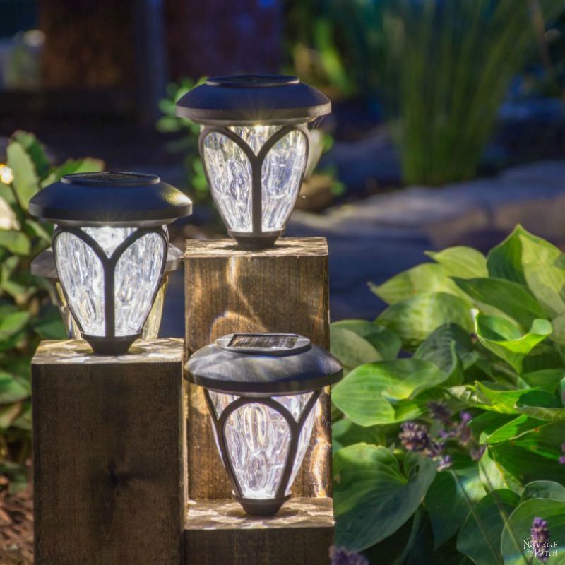 DIY Cedar Cube Solar Landscape Lights