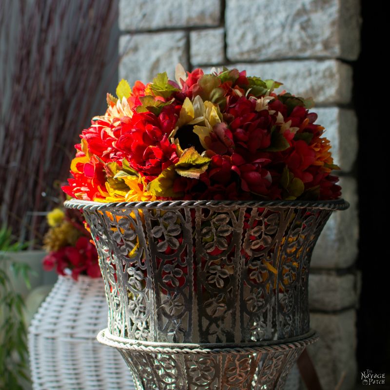 DIY Fall Flower Topiary and Hanging Flower Basket