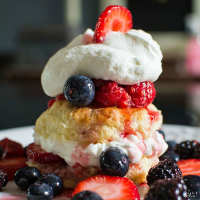 Old Glory Shortcake | Strawberry Shorctake Recipe | Mixed Berry Shortcake Recipe | Buttermilk Biscuit Recipe | Southern-Style Buttermilk Biscuits | Fruit Dessert | Whipped Cream | Strawberries | Blueberries | Raspberries | Blackberries | TheNavagePatch.com