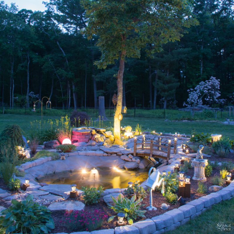 The Pond Project | DIY pond and backyard makeover | DIY garden edging | How to lay edge stones | How to edge garden beds | Tips on landscaping | DIY garden decor | DIY koi pond lining | How to maintain a koi pond | Spring planting and transplanting | Pond and backyard reveal | Before & After | TheNavagePatch.com