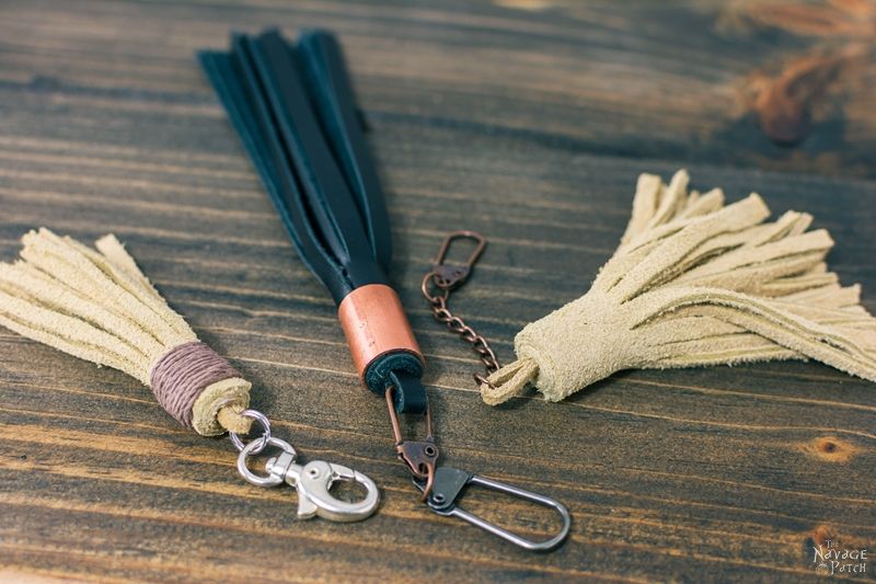 DIY Leather and Yarn Tassels | DIY Embroidery floss tassels | DIY leather tassel keyring | DIY leather tassel bag charm | How to make a yarn tassel | How to make embroidery floss tassels | Step-by-step tassel tutorial | DIY Bohemian style suede tassels | #DIY #tutorial #diytutorial #DIYHomeDecor #BohemianStyle | www.TheNavagePatch.com