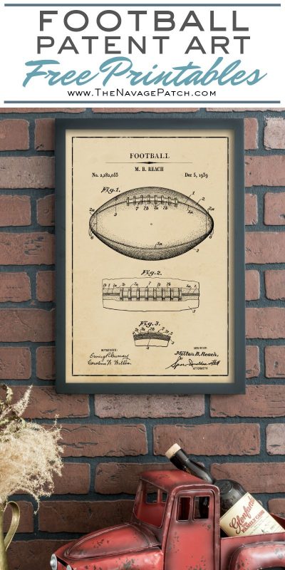 Vintage Football Patent Art Free Printables | Free Vintage Blueprints and patent drawings | Free DIY gift | Free Vintage Football Patent Posters | Free Vintage Blueprint and Diagrams | #TheNavagePatch #FreePrintable #Football #PatentArt #VintagePrintable #Blueprint #FreeArt #Oversize #WallArt #GalleryWall | Engineering print | DIY Industrial Style Home Decor | TheNavagePatch.com