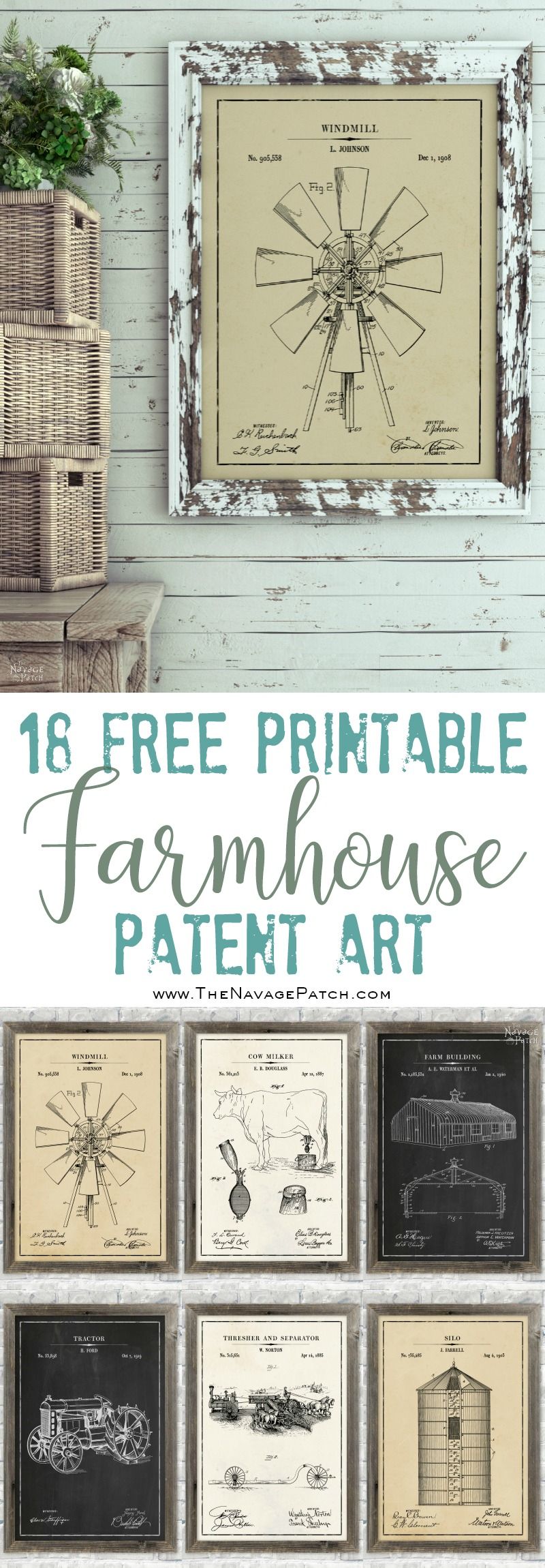 Farmhouse Patent Art (and Surprise Bonus Printables) pinterest image