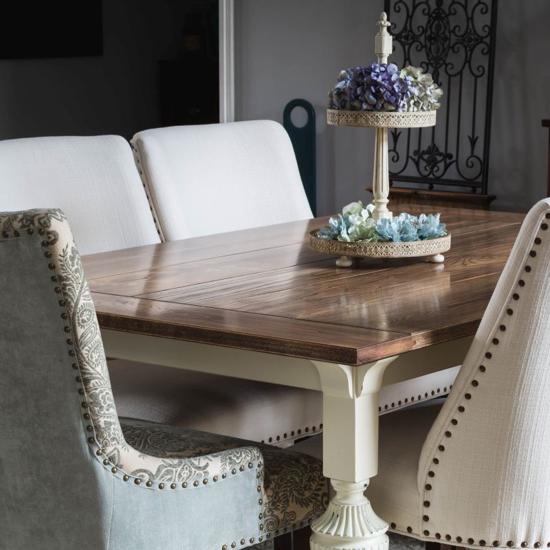 Farmhouse Dining Table with Gothic Revival Legs - TheNavagePatch.com