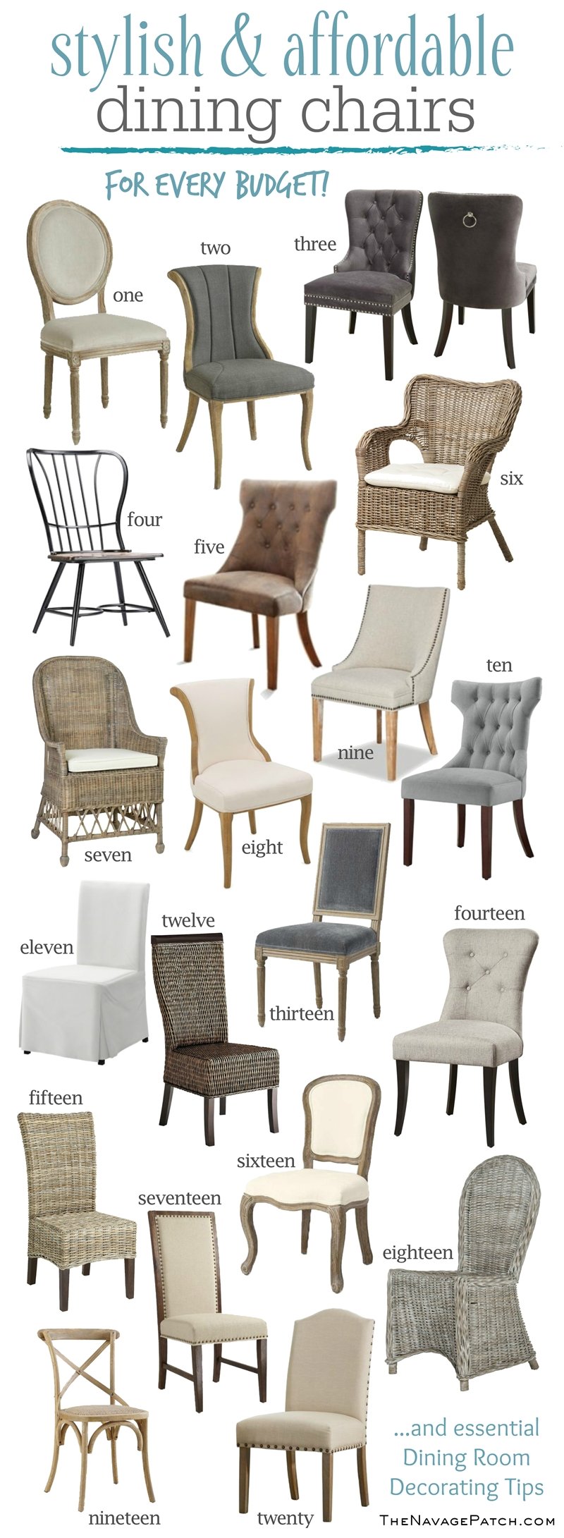 Inexpensive Dining Chairs and Dining Room Decor Tips | How to decorate a dining room | Essential dining room decorating tips | How to give a high-end look to your dining room on a budget | Shopping guide for stylish and affordable dining room chairs | Dining room carpet shopping guide | Budget friendly dining chairs | Best places to buy dining chairs | TheNavagePatch.com
