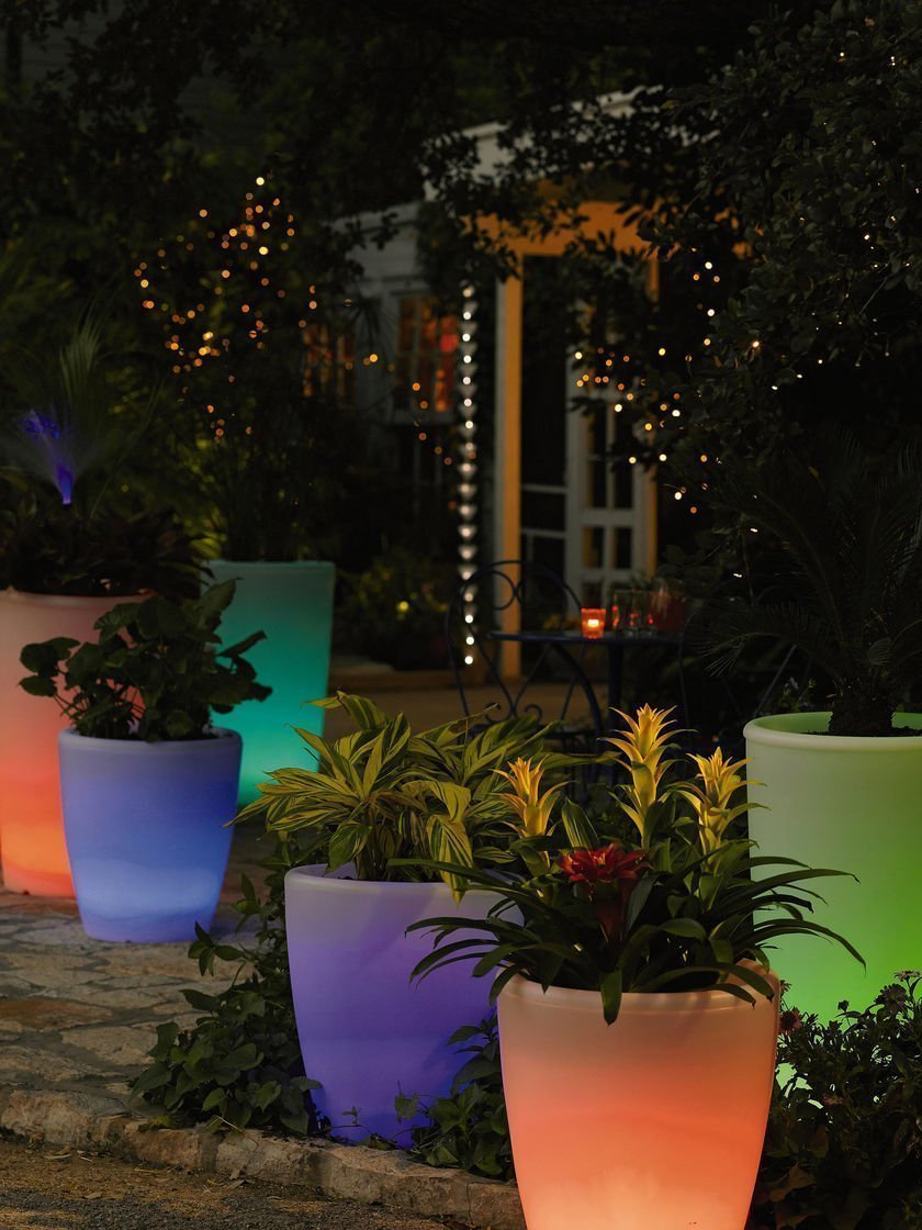 lighted flower pots