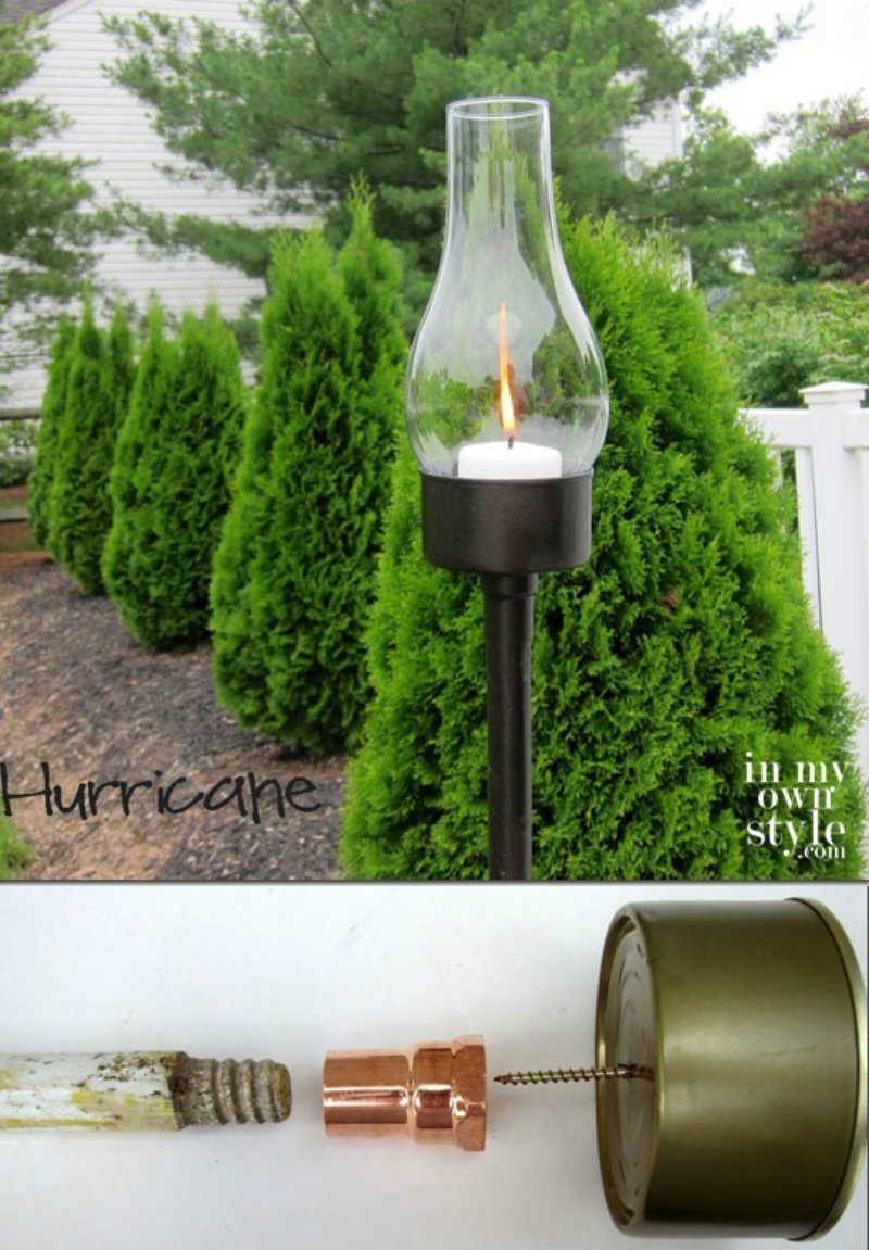 outdoor candle lantern made from a tune fish can