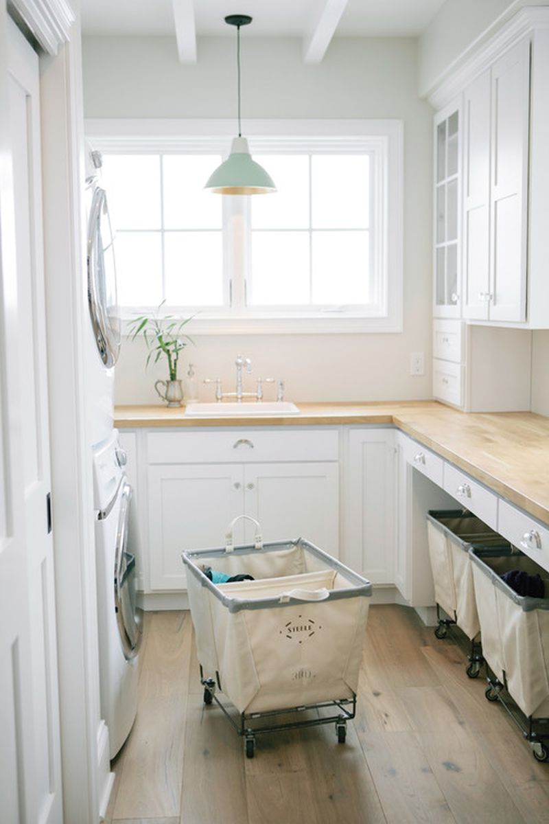 Laundry Room Renovation Plan | White brick walls, bamboo floors, wood and iron Laundry Room Moodboard | Modern Farmhouse and Industrial style Laundry Room moodboard | LVP flooring vs Bamboo flooring | How to choose Laundry Room flooring | Before & After | #Laundryroom #ModernFarmhouse | TheNavagePatch.com
