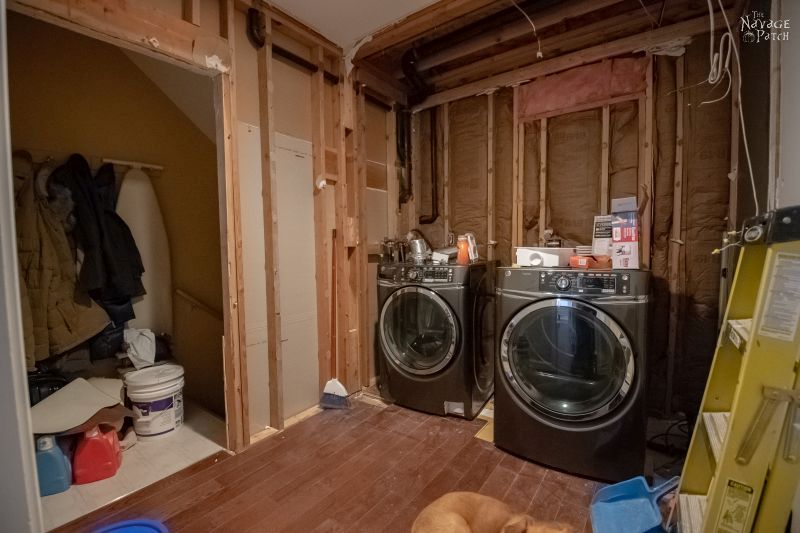 Laundry Room Update | Laundry room renovation | How to turn your laundry closet to a laundry room | Cabinet design for a small laundry room | Best flooring for laundry rooms | Magnetic dryer vent | Kichler lights | #TheNavagePatch #DIY #LaundryRoom #Renovation #RoomMakeover | TheNavagePatch.com