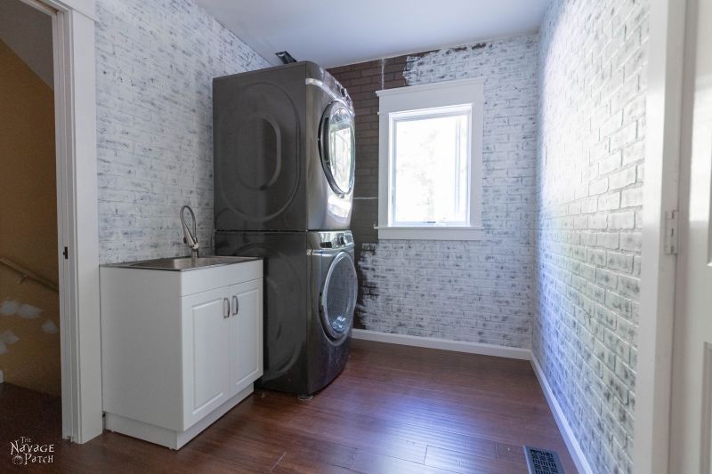 Laundry Room Update | Laundry room renovation | How to turn your laundry closet to a laundry room | Cabinet design for a small laundry room | Best flooring for laundry rooms | Magnetic dryer vent | Kichler lights | #TheNavagePatch #DIY #LaundryRoom #Renovation #RoomMakeover | TheNavagePatch.com
