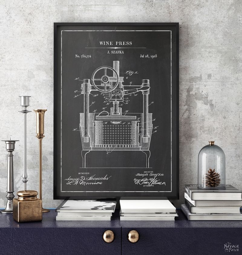 Free Wine Patent Art Printables | Vintage Patent Art Free Printables| Free Vintage Blueprints and patent drawings | Free DIY gift | Free Vintage Wine Patent Posters | Free Vintage Blueprint and Diagrams | Free ready-to-print Gallery Wall for Wine Lovers | #TheNavagePatch #FreePrintable #PatentArt #VintagePrintable #Blueprint #FreeArt #GalleryWall | TheNavagePatch.com