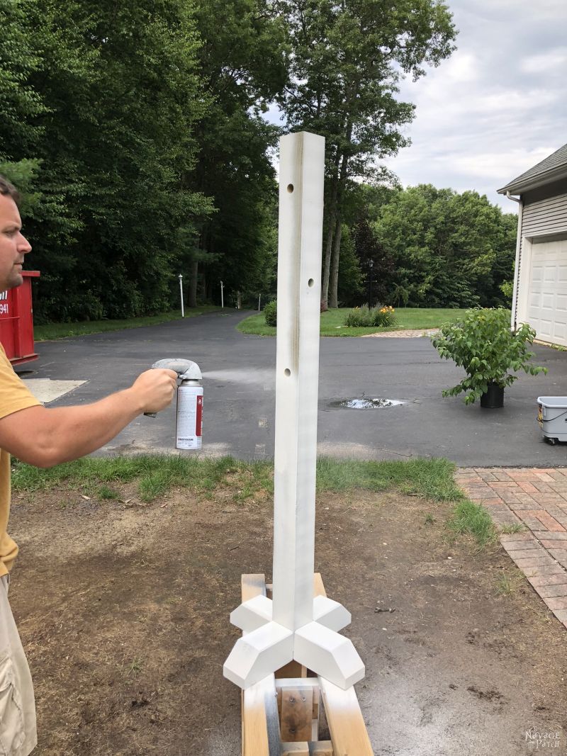 Croquet Mallet Pool Towel Rack | DIY Pool Towel Rack | DIY outdoor towel rack | Upcycled croquet set | Repurposed croquet mallets | DIY towel rack | #TheNavagePatch #DIY #easydiy #Upcycled # Repurposed #HowTo #Outdoor #Summerstyle #PaintedFurniture #Decoart #Decoartproject #myrustoleum | TheNavagePatch.com