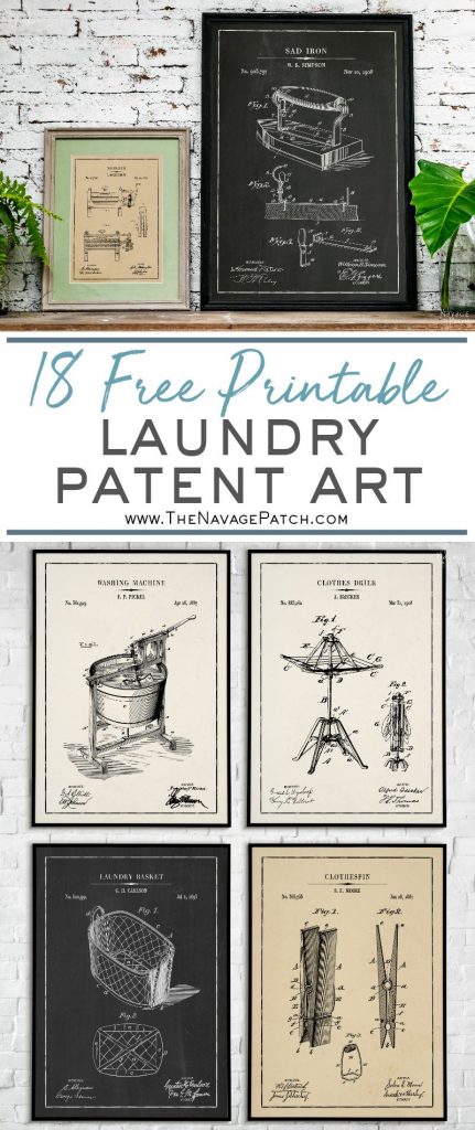 Laundry Room Vintage Patent Prints | Free Vintage Blueprints and patent drawings | Free Laundry Room Wall Art | Free Vintage Laundry Patent Posters | Free Vintage Blueprint and Diagrams | #TheNavagePatch #FreePrintable #Laundry #PatentArt #VintagePrintable #Blueprint #FreeArt #Oversize #WallArt #GalleryWall | Engineering print | DIY Industrial Style Home Decor | TheNavagePatch.com