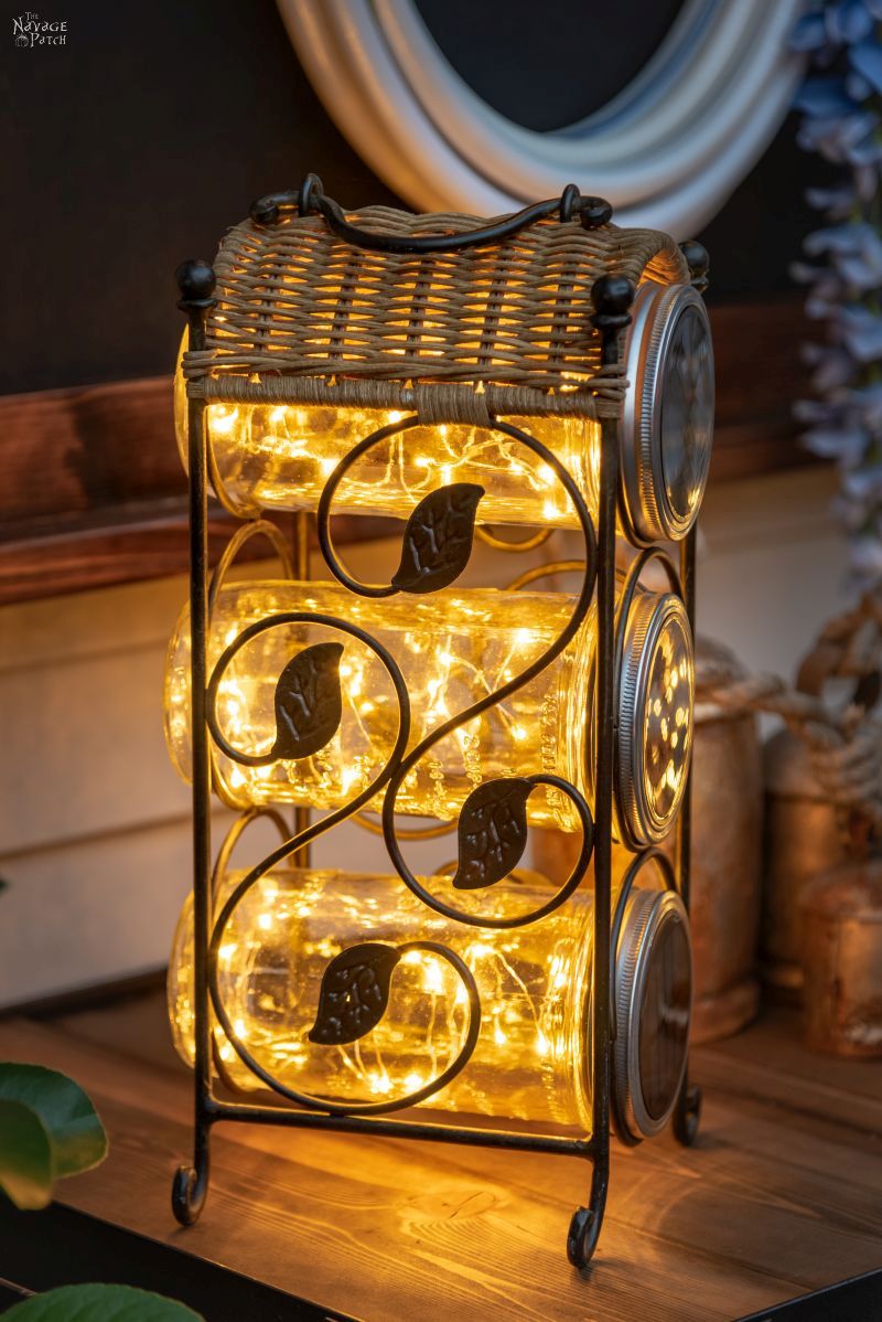 Super Simple Fairy Light Ideas | Easy 5-minute DIY | DIY outdoor fairy light ideas | Easy DIY solar lights | Easy DIY outdoor solar lights | DIY side table lights | How to make a lighted side table | DIY wine rack lights | Upcycled wine rack | DIY garden lights | Super Simple Solar Lighting Projects | #TheNavagePatch #upcycled #diy #easydiy #repurposed #Outdoor #Garden #Solarlight #backyard | TheNavagePatch.com