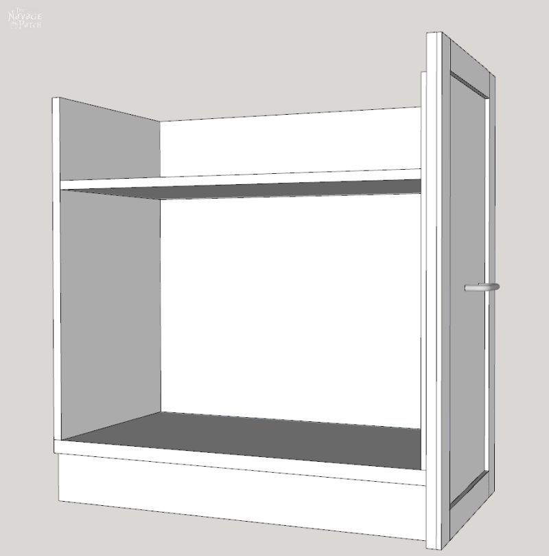 Laundry Room Cabinet with Pull-Out Shelves | DIY pull-out shelf | How to make sliding shelves for laundry room cabinet | DIY slide-out shelf and cabinet tutorial | DIY Laundry Room cabinet with Dog Feeding Station | How to install CabinetNow doors | Best paint for cabinets | #TheNavagePatch #diy #Laundry #organization #Cabinet #Tutorial #HowTo #Paintedfurniture #diyfurniture #dogfeedingstation | TheNavagePatch.com