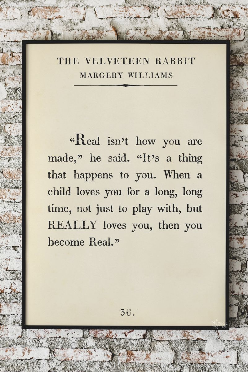 Children's Book Page Art Prints | Amazing set of free printable children's book quotes – The Velveteen Rabbit by Margery Williams, Winnie The Pooh by A. A. Milne, Roald Dahl, Theodor Seuss Geisel and more | Free printable oversize typography wall art |#TheNavagePatch #FreePrintable #FreeWallArt #easydiy #BookPage #Quotes #Typography #TheVelveteenRabbit #WinnieThePooh #DrSeuss #KidsRoom | TheNavagePatch.com