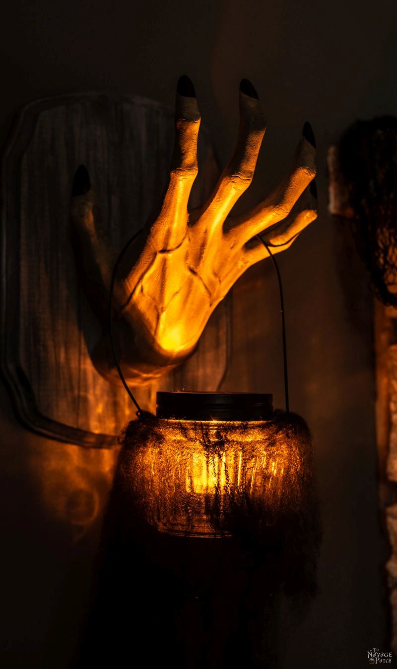 DIY Halloween Lanterns (Easy and Creepy) | DIY Spooky Halloween lanterns with Dollar Tree supplies | Creepy hands Halloween lanterns using Dollar Tree jars | Simple DIY Hanging swamp lanterns | #TheNavagePatch #halloweendecorations #halloween #easydiy #DIY #DollarTree #DollarStore #halloweencrafts #halloweenparty #spooky | TheNavagePatch.com