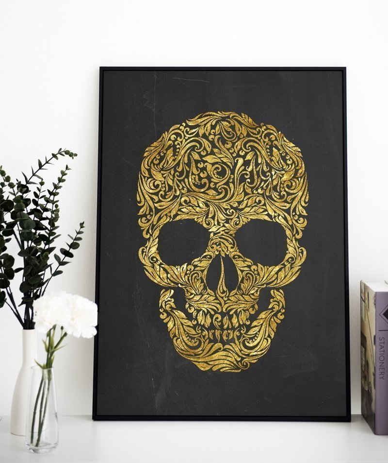 Free Halloween Printables Extravaganza | Flower skulls free printable | Free printable golden skulls | Rock-n-Roll skulls and bones free printable | Free printable sugar skulls| How to create a chic Halloween gallery wall for free | Free printables for Halloween | #TheNavagePatch #freeprintable #Halloween #halloweendecorations #halloweencrafts #walldecor | TheNavagePatch.com