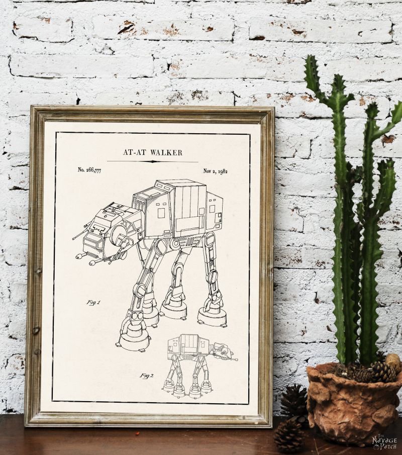 Free Printable Star Wars Blueprints | Free Star Wars printables | Star Wars free vintage blueprint posters | Free DIY Star Wars gift | Millennium Falcon, TIE Fighter, At At Walker, Snowspeeder, Imperial Shuttle, Slave 1, TIE Bomber, X Wing Starfighter Posters | Free printable gift for Star Wars fans | #TheNavagePatch #FreePrintable #Starwars #Blueprint #VintagePrintable #PatentArt #FreeArt #Oversize #Freeposters #GalleryWall #industrial | TheNavagePatch.com