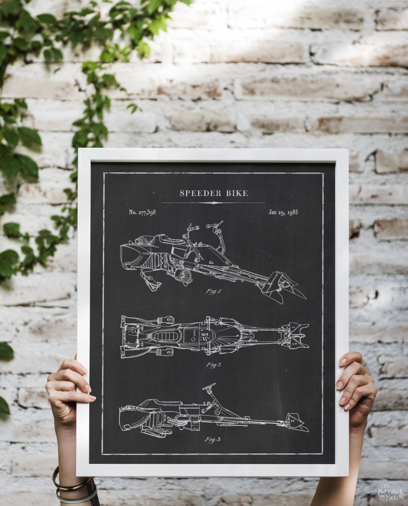 Free Printable Star Wars Blueprints | Free Star Wars printables | Star Wars free vintage blueprint posters | Free DIY Star Wars gift | Millennium Falcon, TIE Fighter, At At Walker, Snowspeeder, Imperial Shuttle, Slave 1, TIE Bomber, X Wing Starfighter Posters | Free printable gift for Star Wars fans | #TheNavagePatch #FreePrintable #Starwars #Blueprint #VintagePrintable #PatentArt #FreeArt #Oversize #Freeposters #GalleryWall #industrial | TheNavagePatch.com