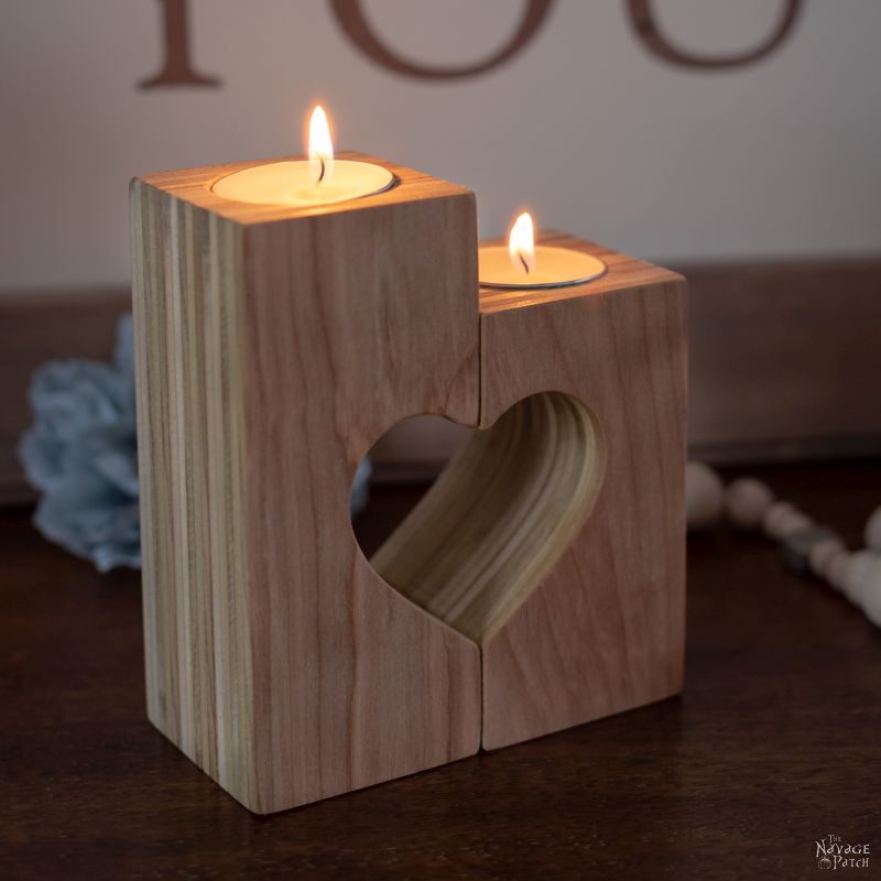 DIY Heart Candle Holders | DIY Valentine's day decor | DIY plywood candle holders with free plans | How to make heart candle holders the easy way | Free plans for heart candle holders | Heart candle holder free template | DIY farmhouse Valentines day decor | #thenavagepatch #easydiy #freeplans #farmhouse #DIY #valentinesday #valentinesdecor #heart #homedecor #freeprintable | TheNavagePatch.com
