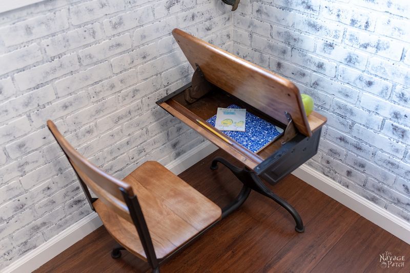 Vintage School Desk Makeover | How to restore an old desk | How to fix blotchy stain | How to restore vintage furniture | How to prevent blotchy stain | The best pre-stain conditioner | How to stain vintage furniture | #TheNavagePatch #furnituremakover #VintageFurniture #diy #WoodConditioner #WoodStain #HowTo #farmhouse #paintedfurniture | TheNavagePatch.com