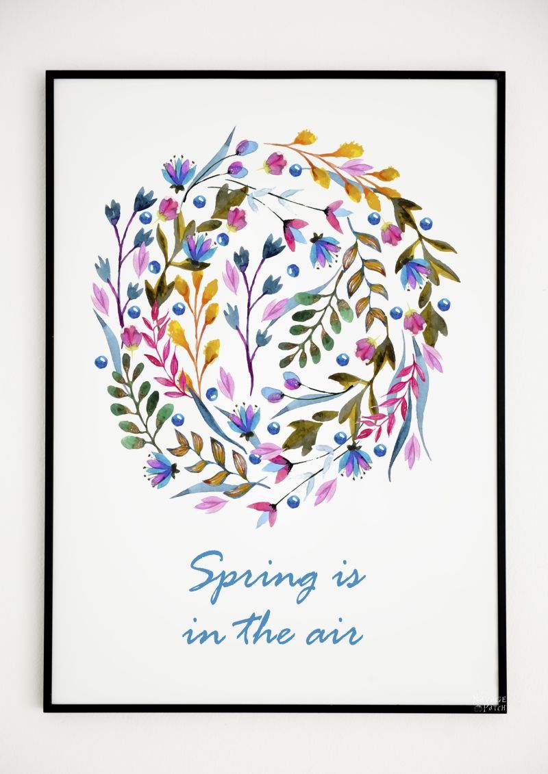 Free watercolor spring printable - spring in the air