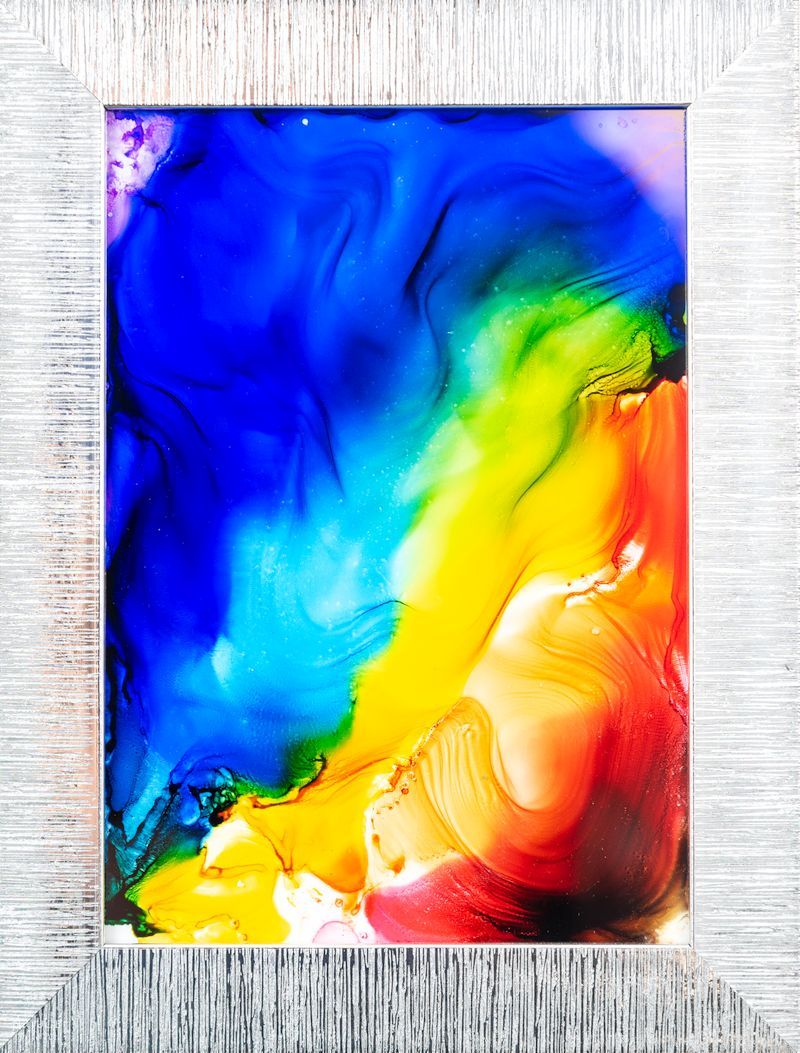 DIY Fired Alcohol Ink Art in frame